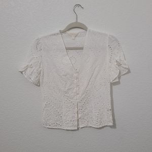 Eyelet button up blouse